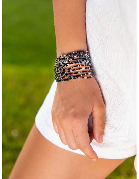 Bracelet Manchette noir et blanche Claire