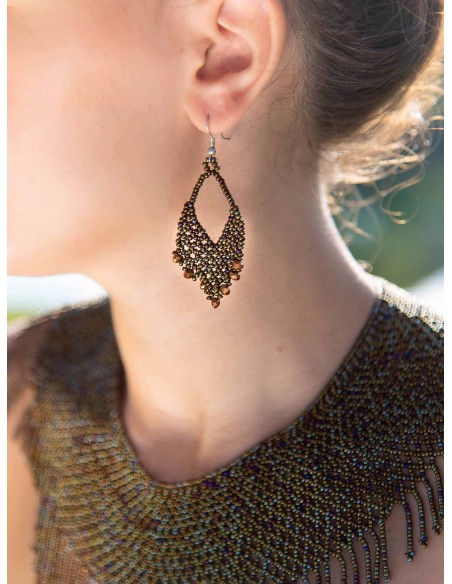 Boucles d'oreilles moyenne marron Rosa