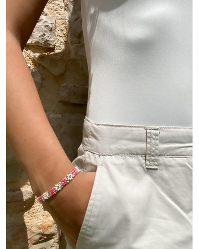Bracelet "petite fleur" Rose crème
