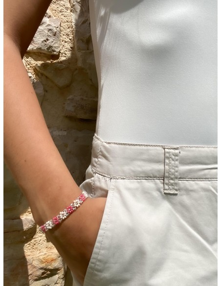 Bracelet "petite fleur" Rose crème