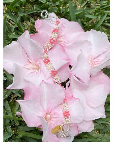 Bracelet "petite fleur" Rose crème