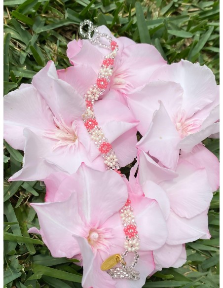 Bracelet "petite fleur" Rose crème