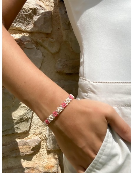 Bracelet "petite fleur" Rose crème