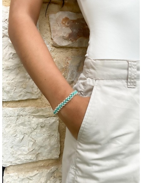 Bracelet brodé Evy turquoise