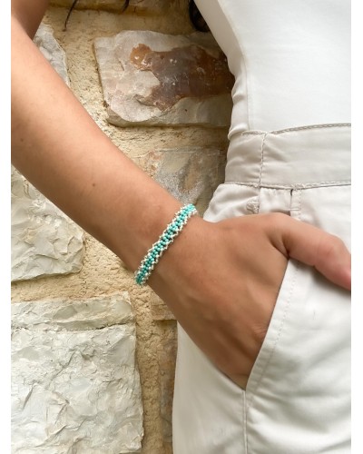 Bracelet brodé Evy turquoise