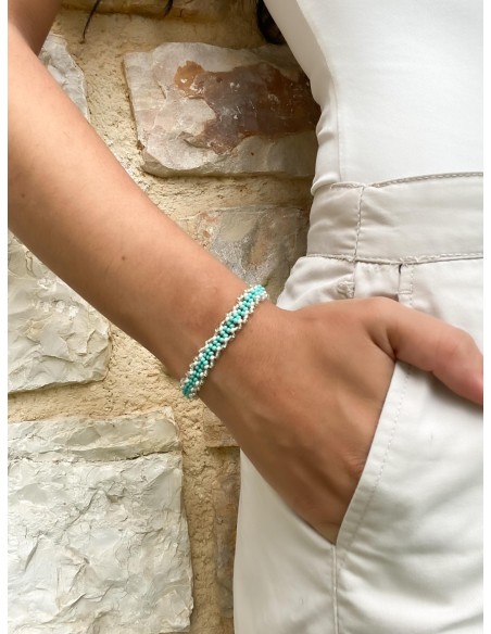 Bracelet brodé Evy turquoise