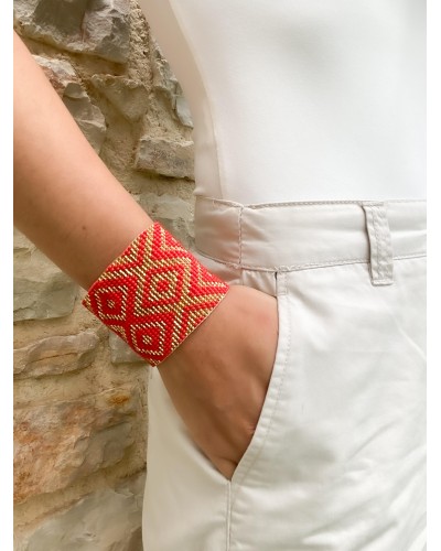 Bracelet large manchette, or clair,...