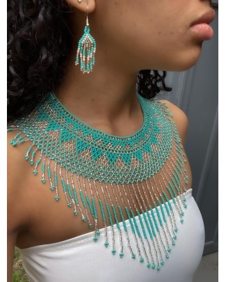 Parure Flecos turquoise argent
