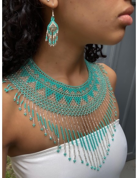 Parure Flecos turquoise argent