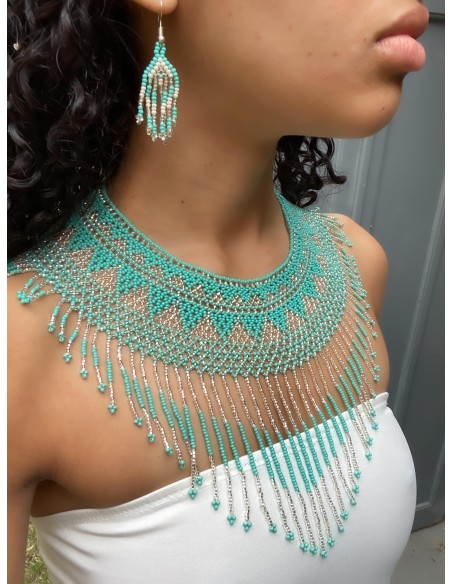 Parure Flecos turquoise argent